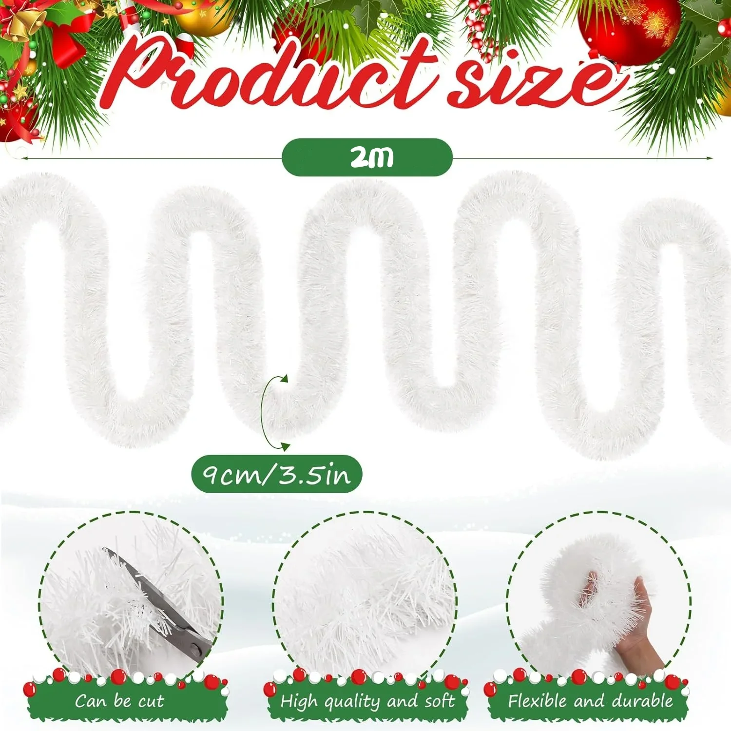 Tinsel Garland Decoration - 1 szt. 2m świąteczna girlanda z