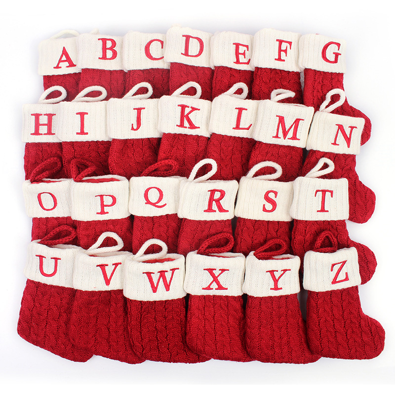 Christmas Stocking Hanging - 1P skarpetki świąteczne Knitting litery alfabetu