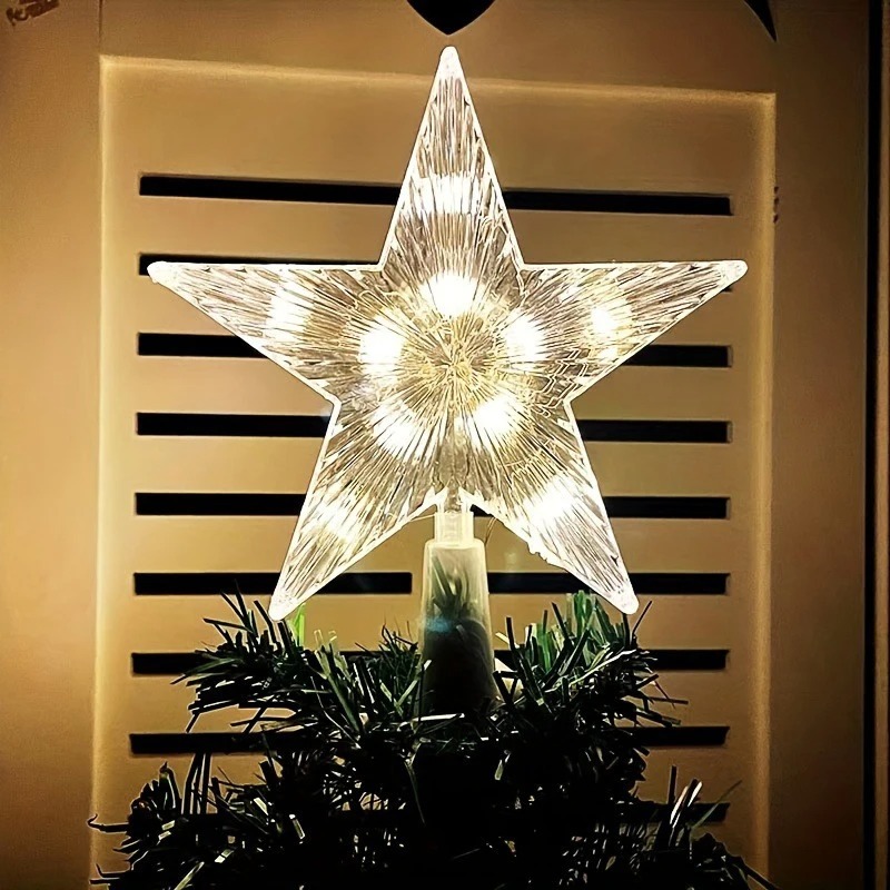 Star Tree Topper - 15cm Świąteczna Dekoracja Choinkowa Świecąca Gwiazda