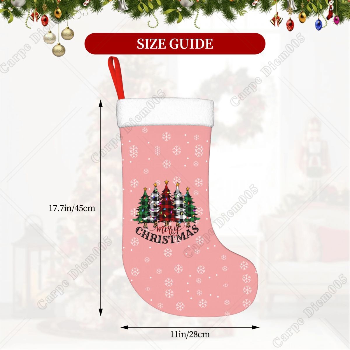 Różowe płatki śniegu Choinki P – Christmas Stocking Hanging recenzja i cena